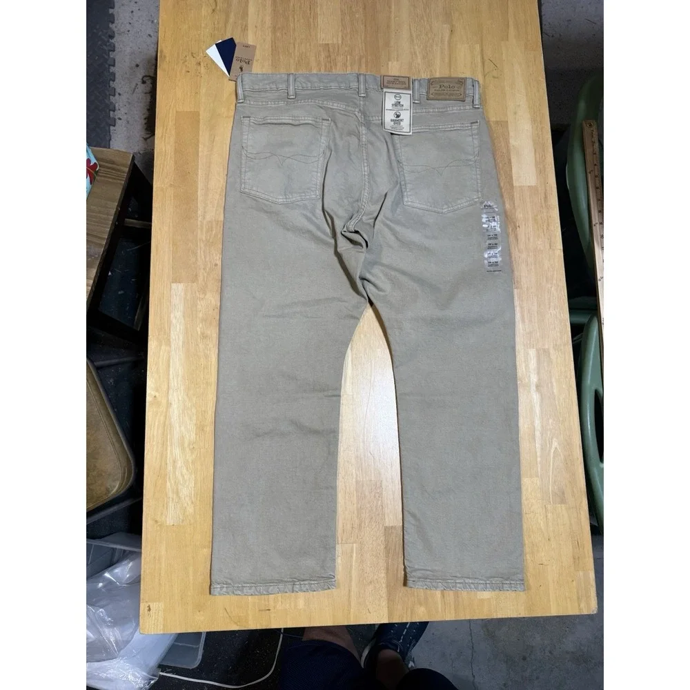 NWT Polo Ralph Lauren Hampton Straight Jeans Mens 38x30 Khaki Stretch $125